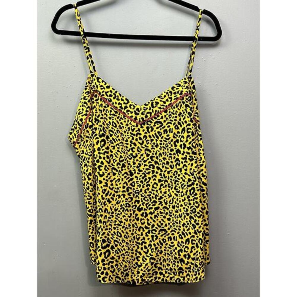 REFINERY 29 animal printed poplin camisole Womens Plus size‎ 2X Yellow Black NEW